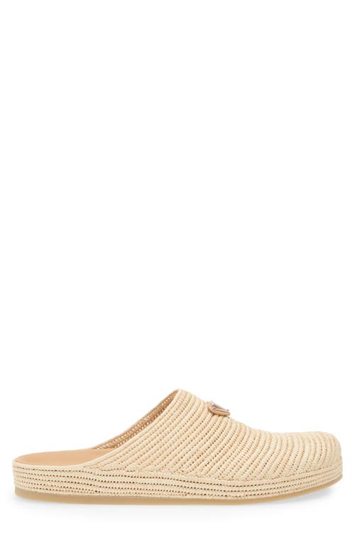 Prada Crocheted Raffia Mule In Naturale