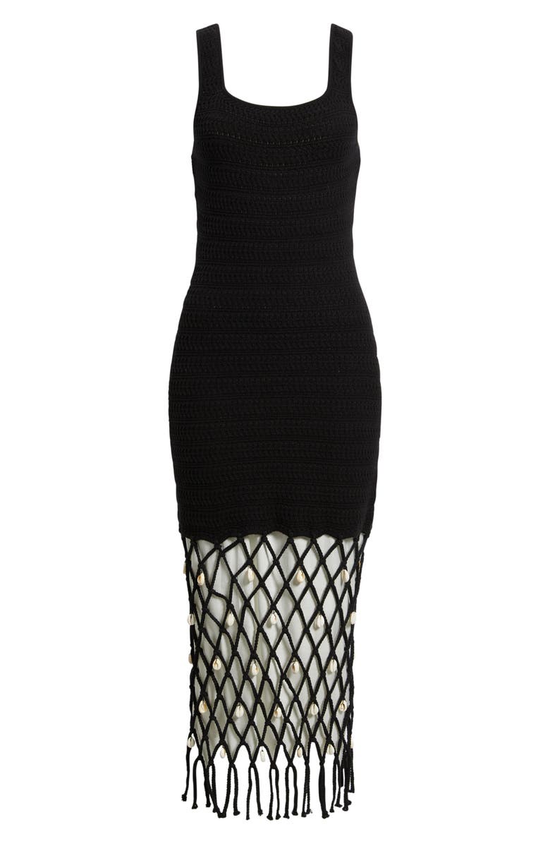 Rails Nastia Shell Embellished Cotton Blend Cover-Up Dress, Alternate, color, Black