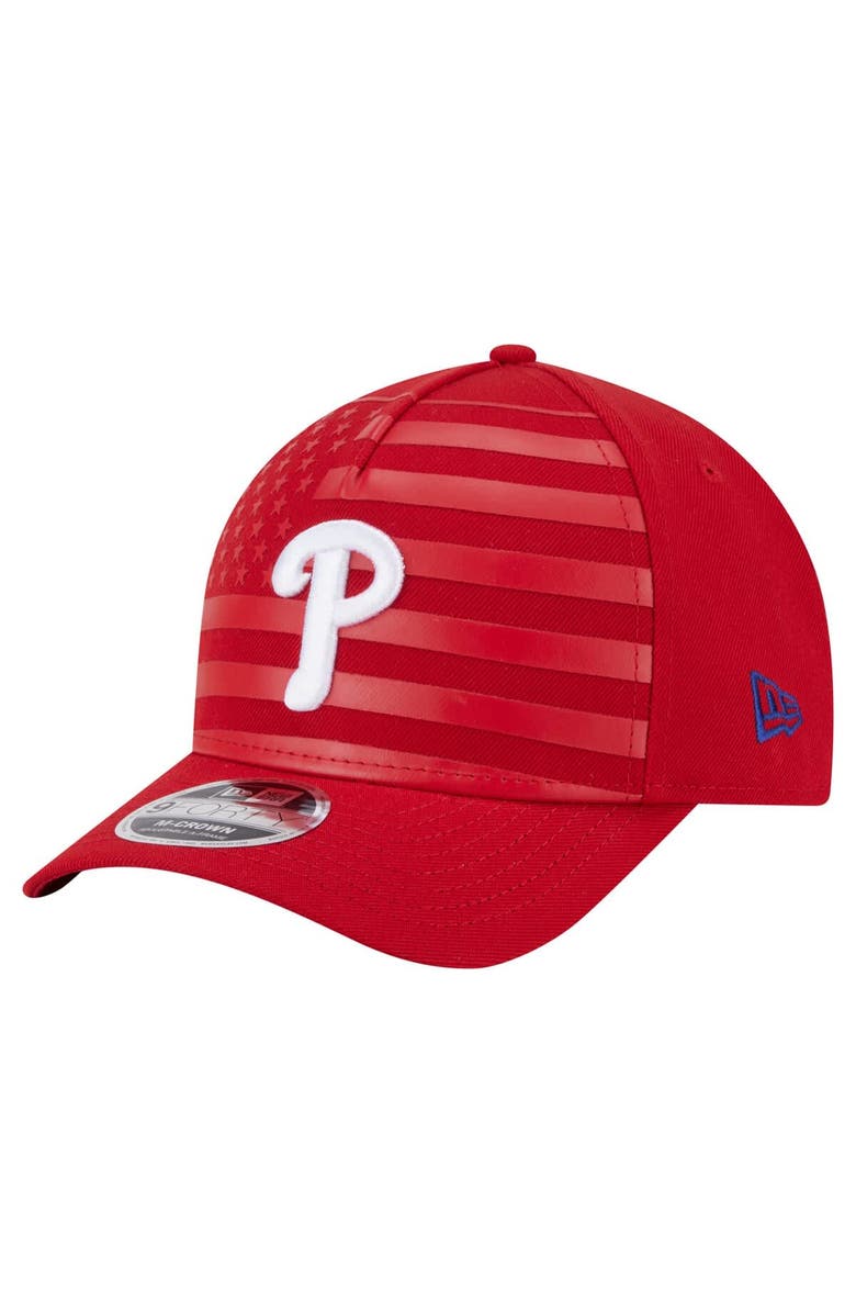 New Era Men's New Era Red Philadelphia Phillies American Flag 9FORTY M-Crown A-Frame Adjustable Hat, Main, color, Red