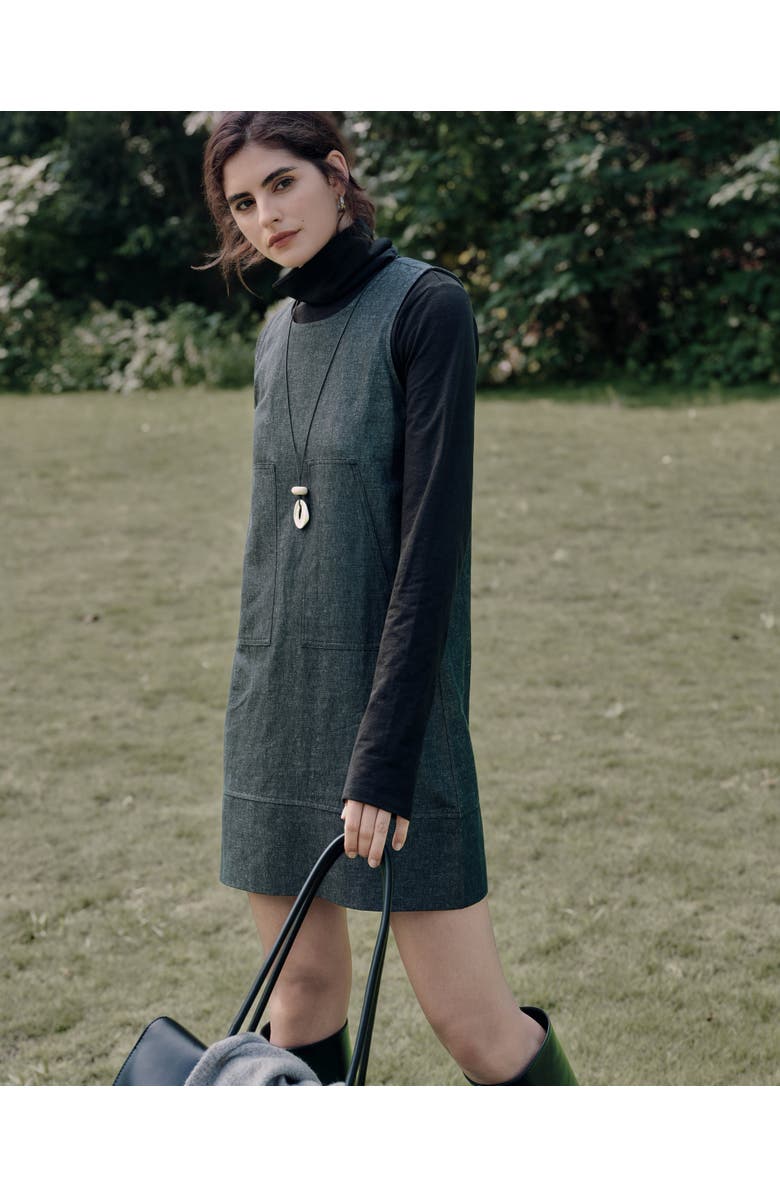 JUANA Denim Atelier Shift Dress, Alternate, color, Black