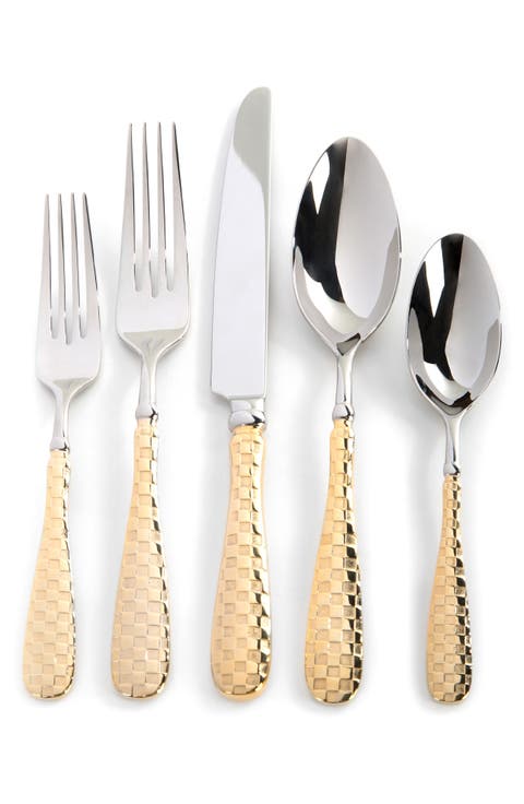 Golden Check 5-Piece Flatware