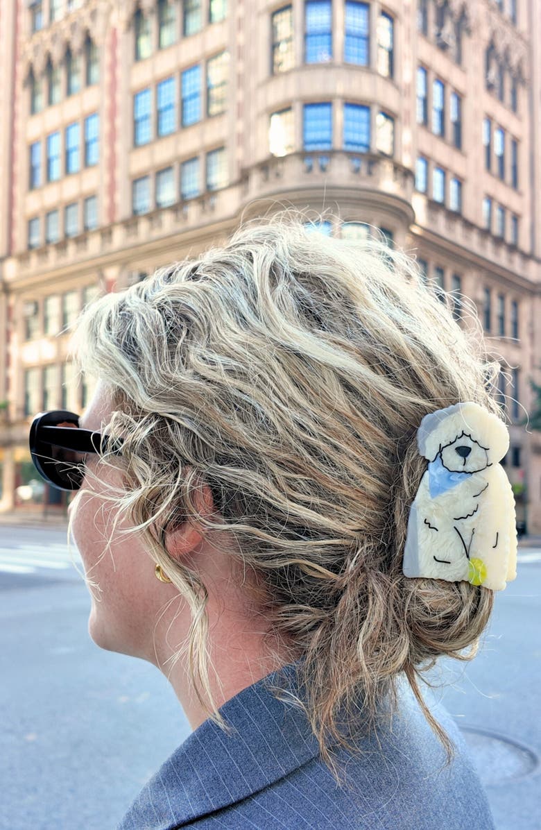 Solar Eclipse Sheepdog Claw Hair Clip, Alternate, color, White