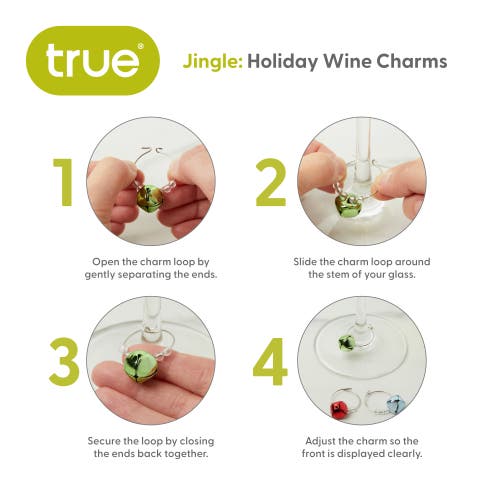 True Jingle Holiday Wine Charms In Multi