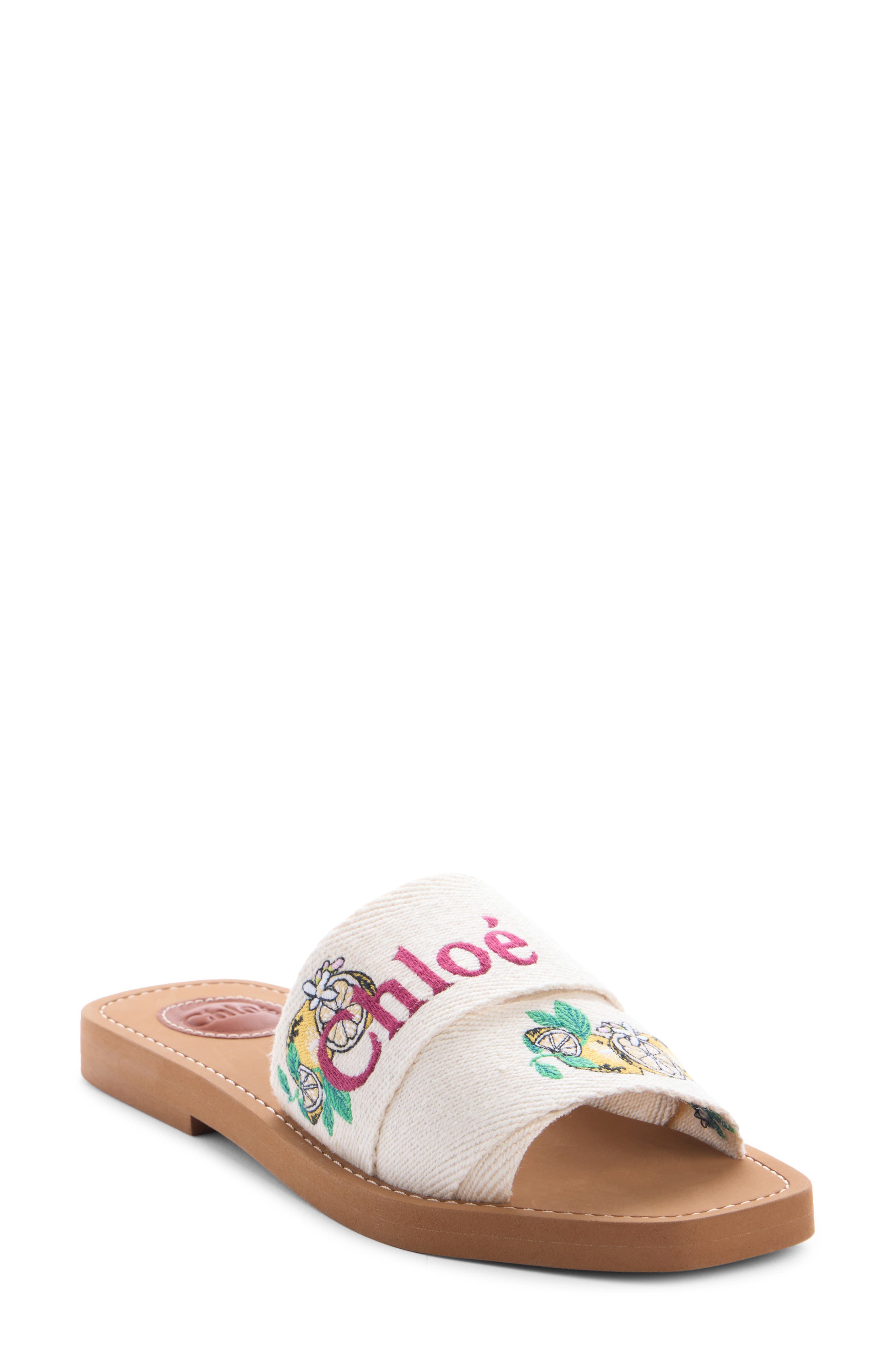 Chloé Woody Slide Sandal, Main, color, Citrus Yellow/ Ivory