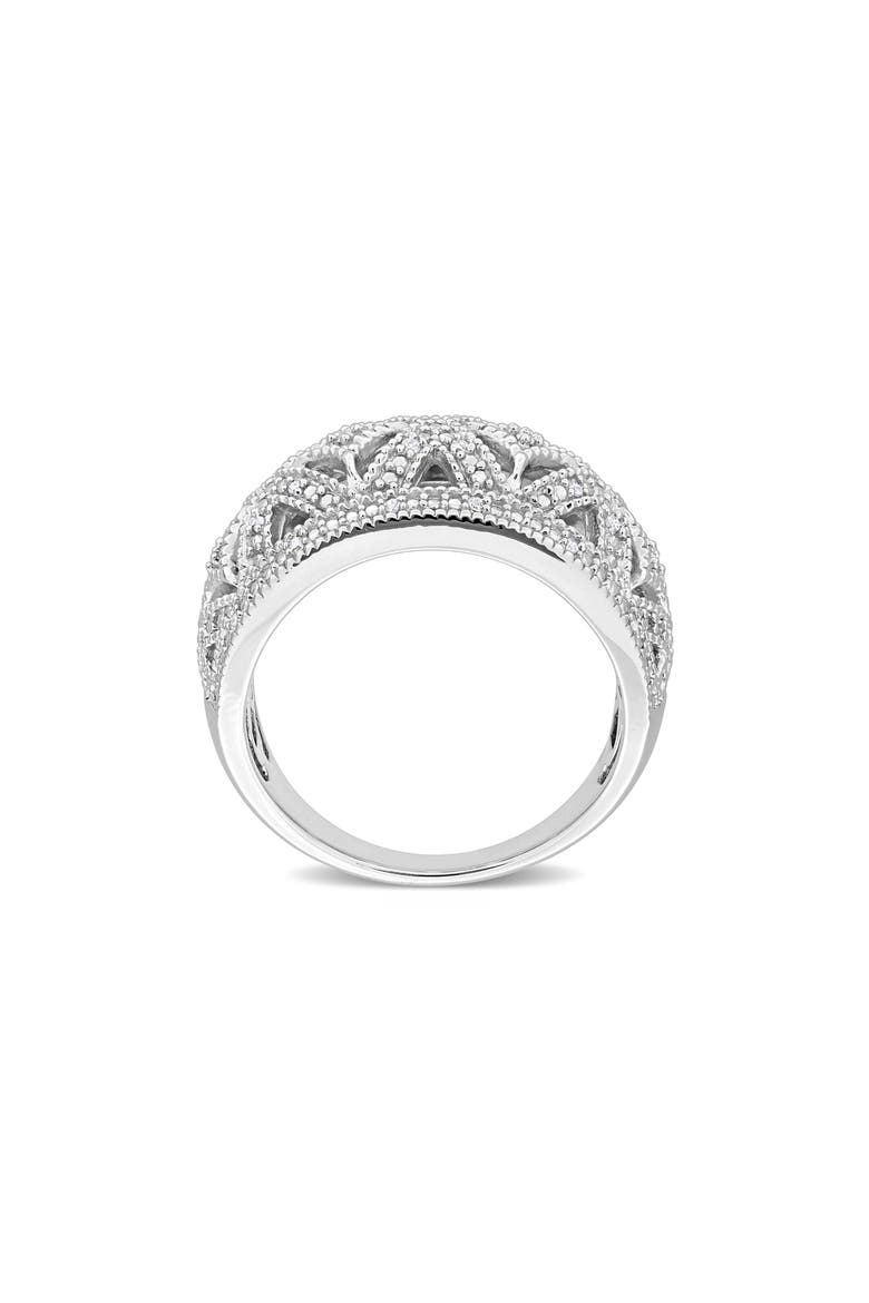 Sterling Silver Braided Diamond Band Ring -0.016 ctw, Alternate, color, SILVER/ DIAMOND