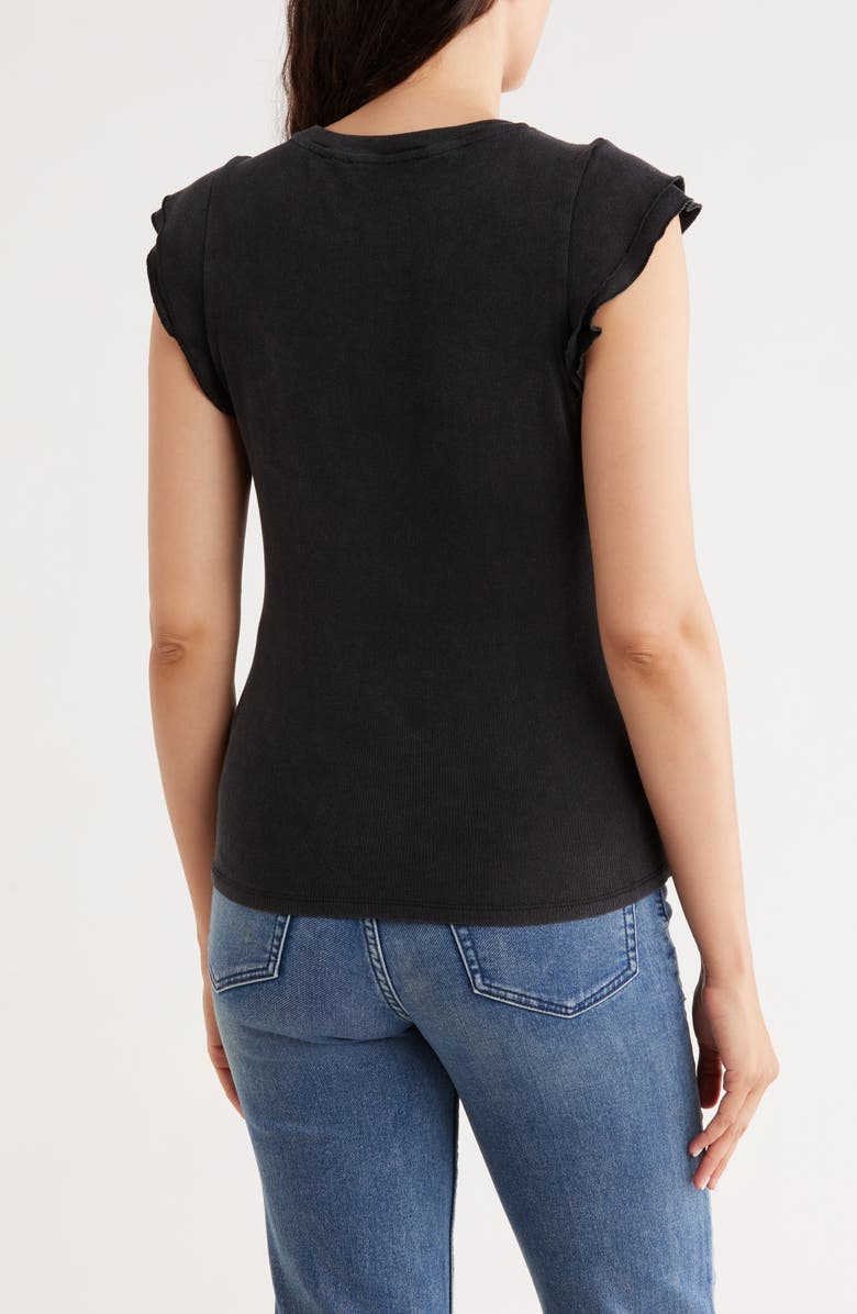 CYRUS Ruffle Sleeve Top, Alternate, color, Black