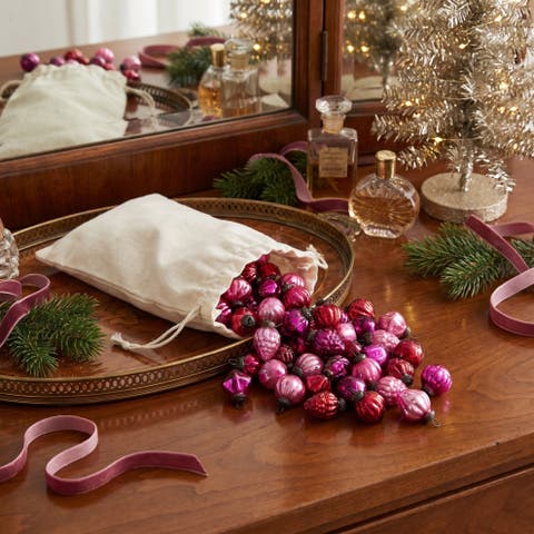 36-Piece Embossed Mercury Glass Ornament Set
