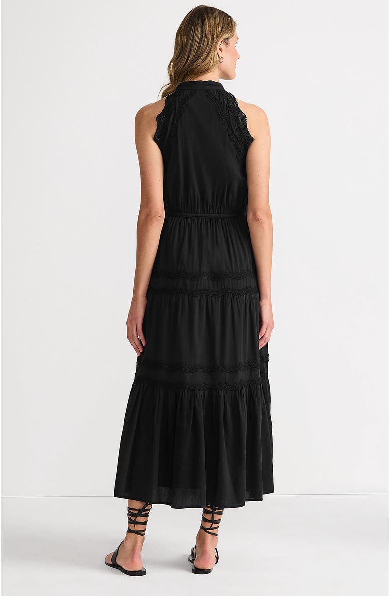 Lands' End Cotton Voile Halter Tiered Maxi Dress, Alternate, color, Black