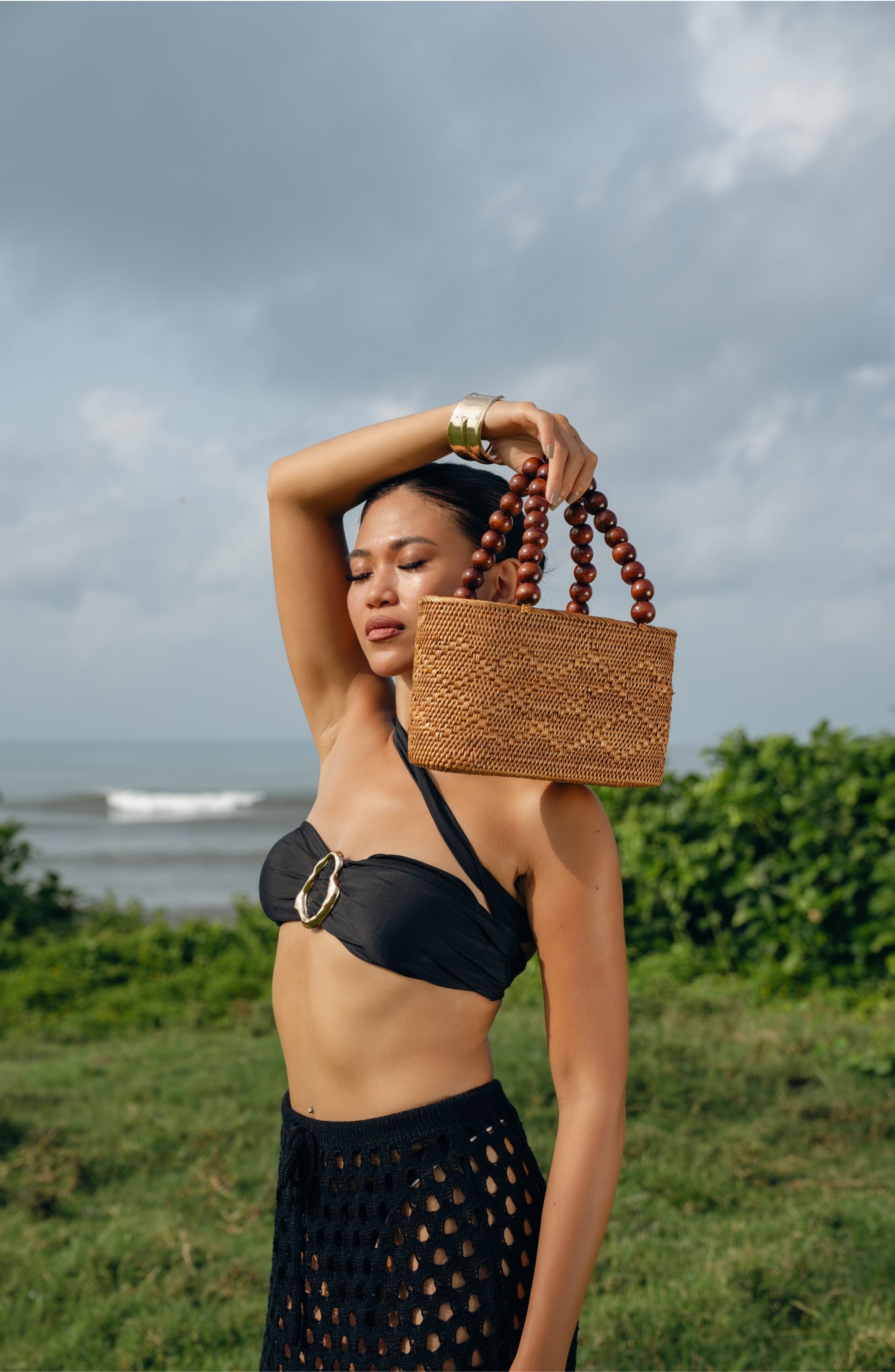 Tatia Bead Handle Bag, Alternate, color, NATURAL