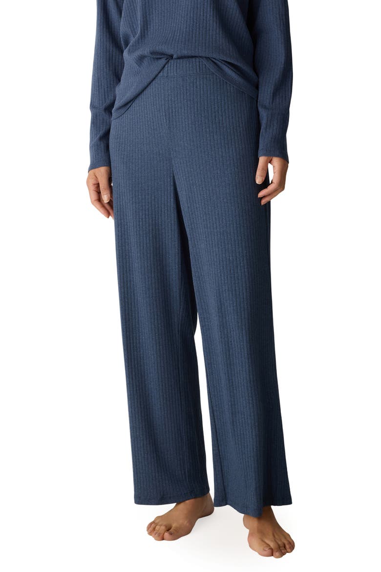 Straight Ankle Ribbed Organic Cotton Pants, Main, color, BLUEBERRY