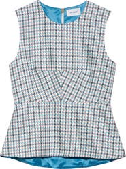 ST. JOHN Houndstooth Sleeveless Stretch Cotton Top
