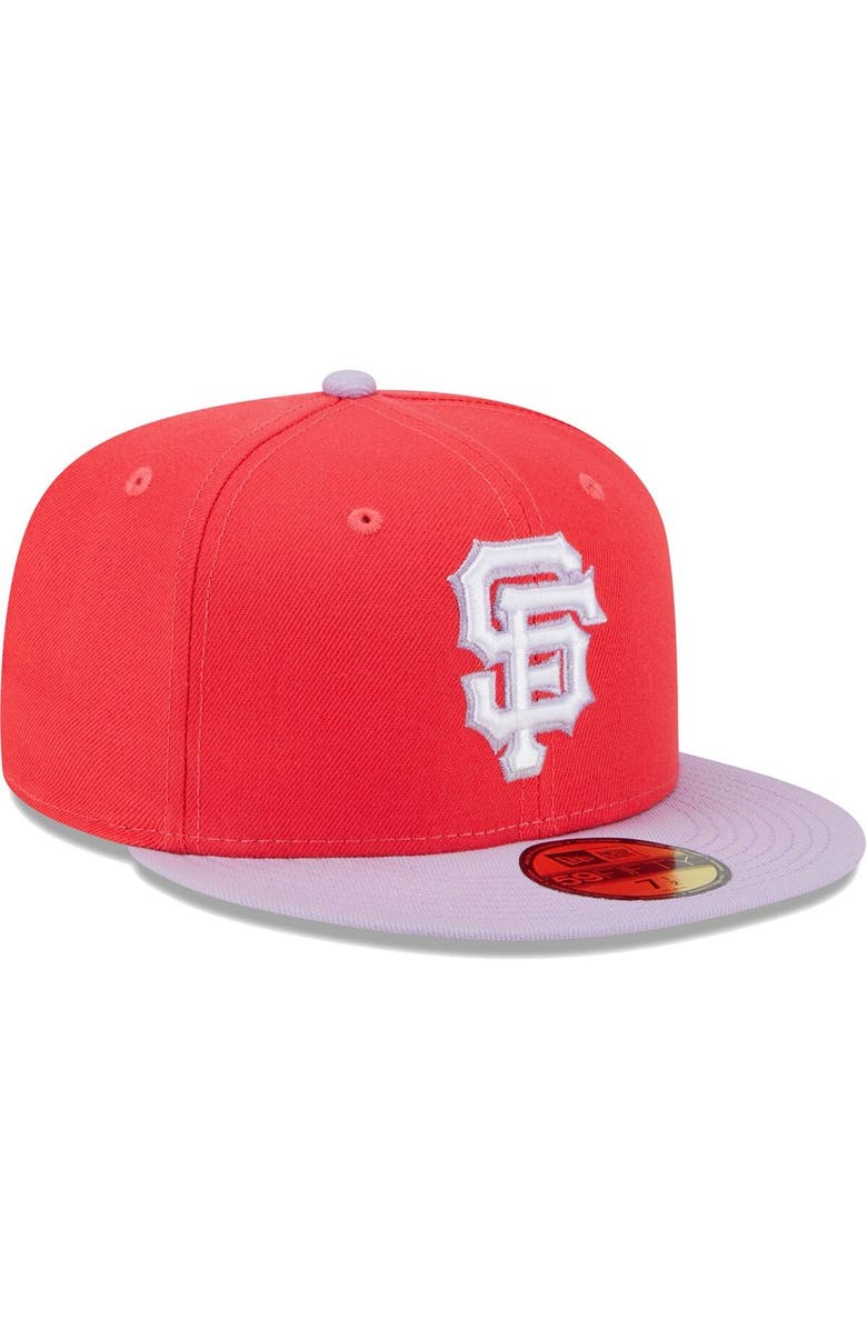 New Era Men's New Era Red/Lavender San Francisco Giants Spring Color Two-Tone 59FIFTY Fitted Hat, Alternate, color, Red