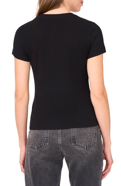 Halogenr Halogen(r) Rib Stretch Cotton T-shirt In Rich Black