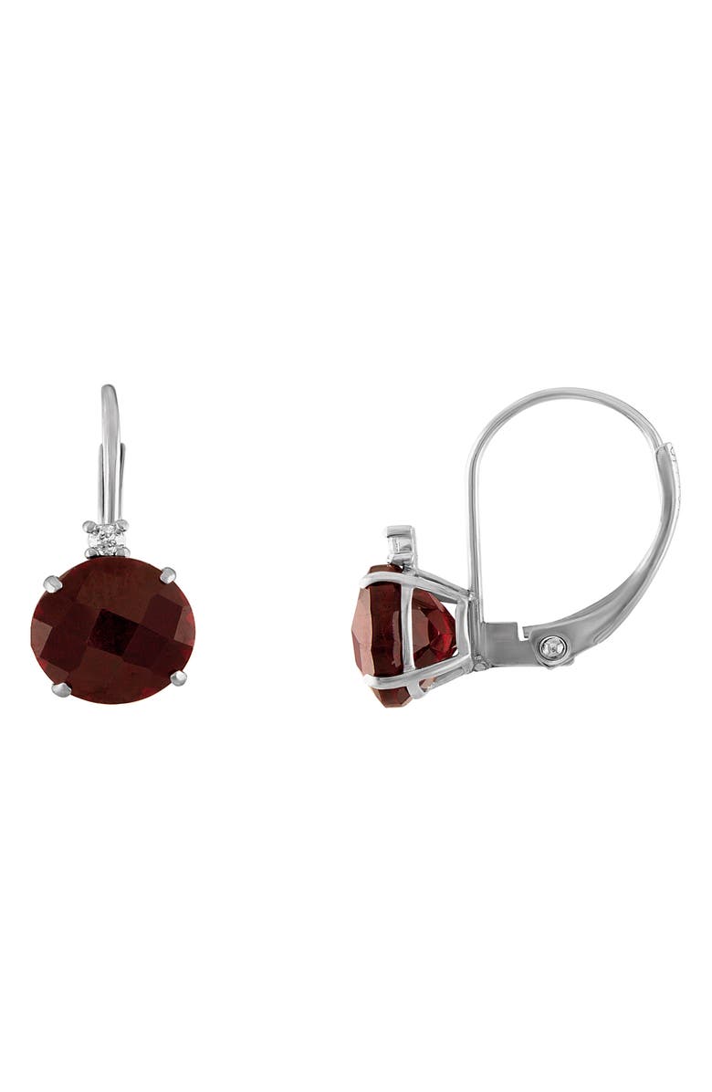FUZION CREATIONS Stone & Diamond Drop Earrings - 0.065ct., Main, color, Garnet