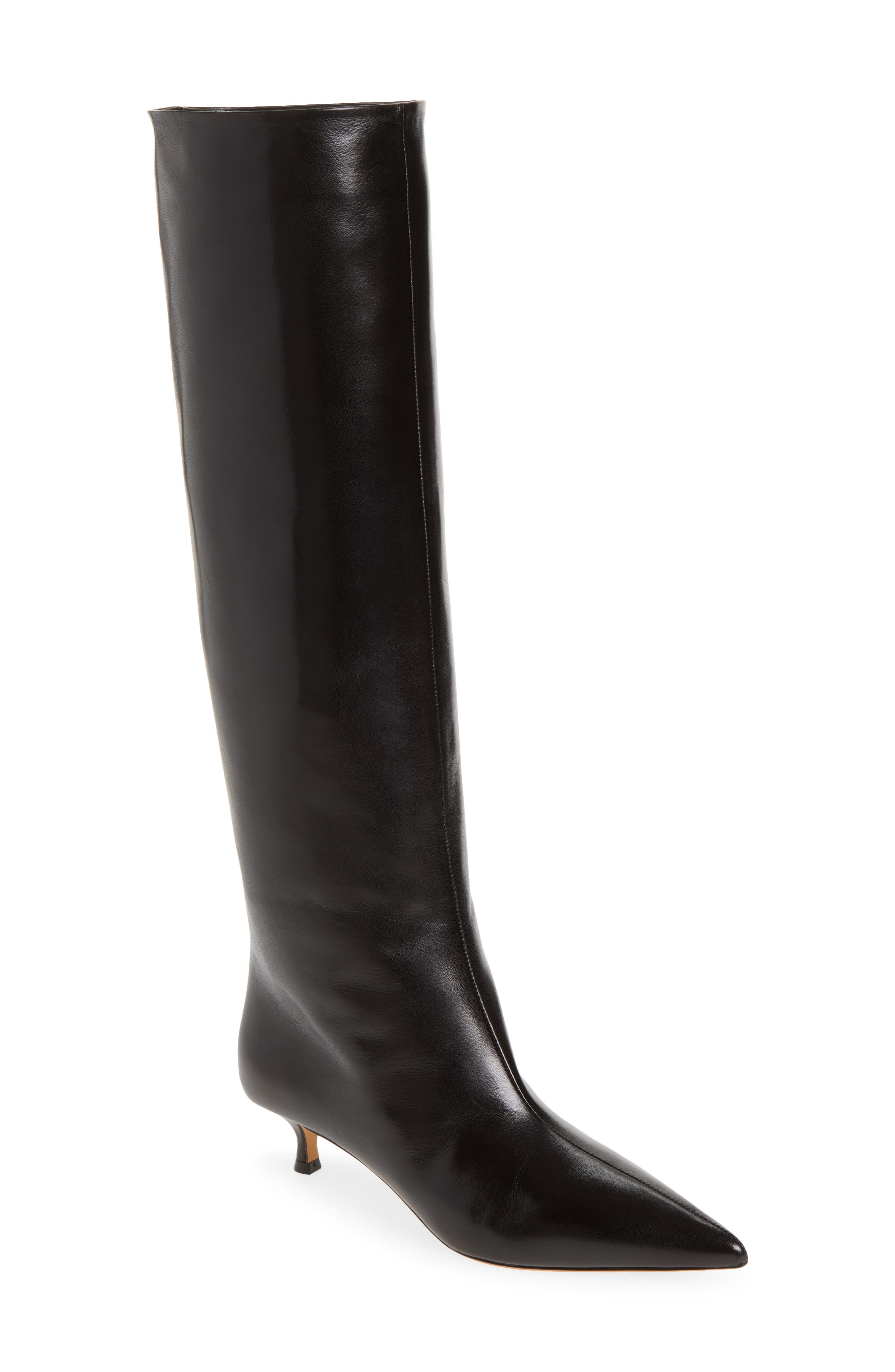 Babouche Kitten Heel Knee High Boot, Main, color, BLACK