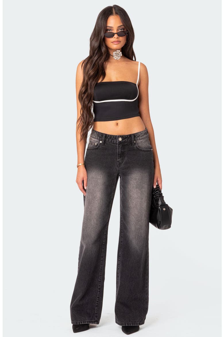 Yang Contrast Strap Crop Camisole, Alternate, color, BLACK-AND-WHITE