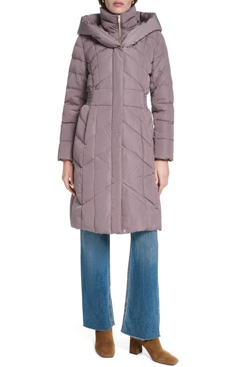 Taffeta Puffer Coat with Quilted Zip Bib