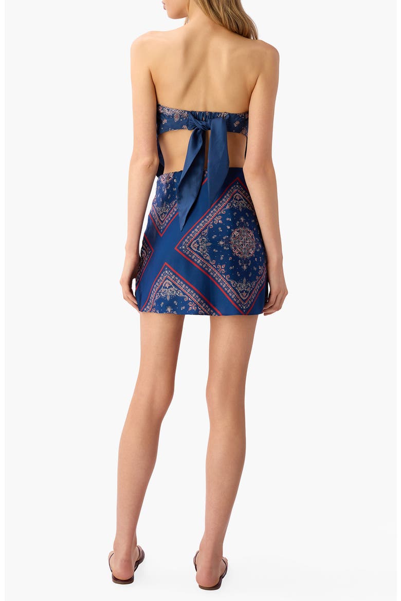 Aviva Stretch Silk Miniskirt, Alternate, color, MARINERS BANDANA
