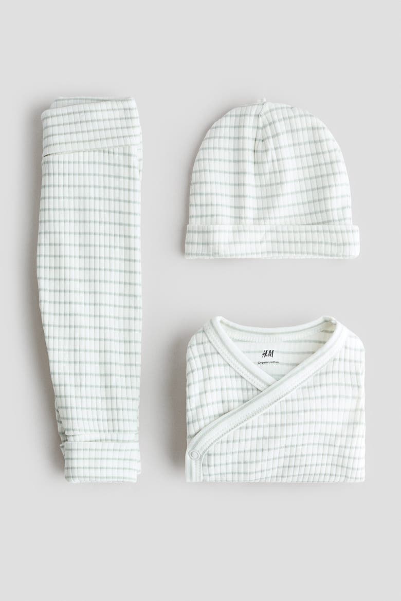 3-piece Room-to-grow Set, Alternate, color, White/green striped