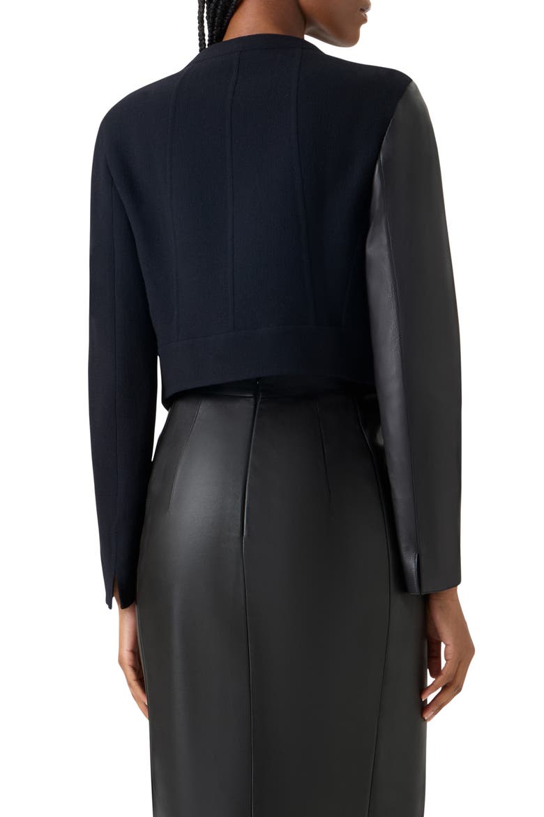 Hynora Orbit Wool & Leather Jacket, Alternate, color, BLACK