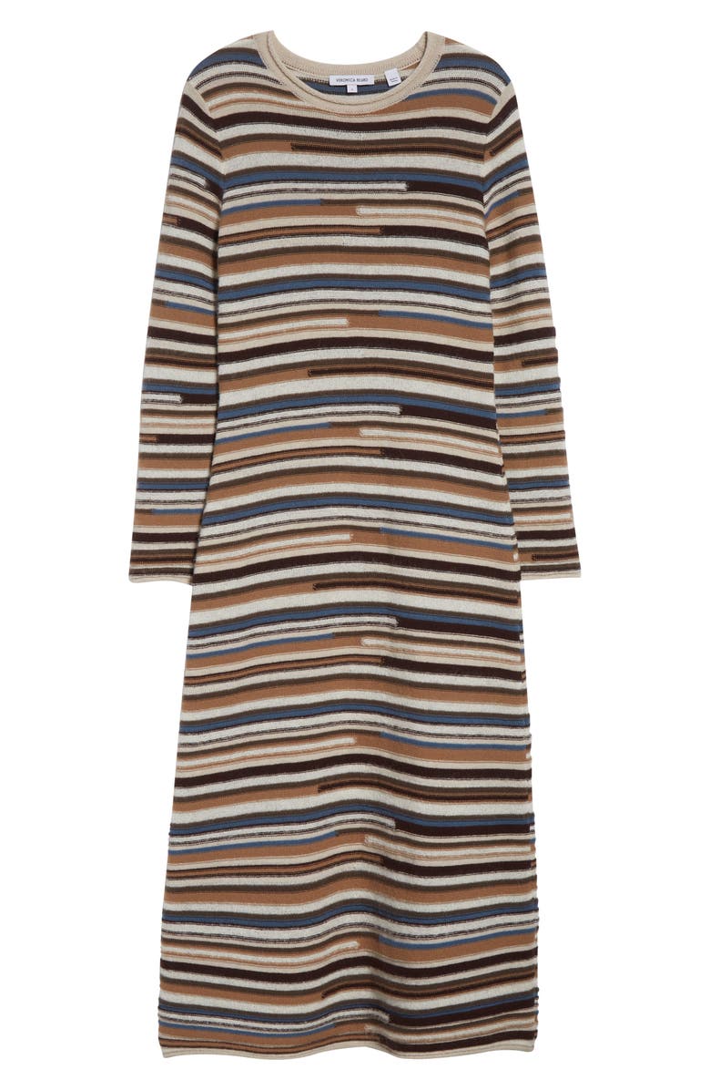 Veronica Beard Sanders Stripe Long Sleeve Maxi Sweater Dress, Alternate, color, Dark Acorn Multi