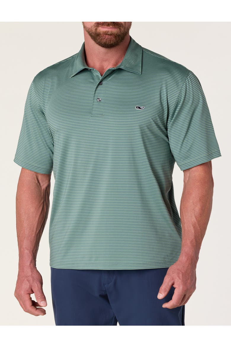Big & Tall Striped Sankaty Performance Polo Shirt, Main, color, OLIVE MOONSHINE