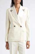 Versace Embellished Satin Trim Stretch Wool Evening Jacket