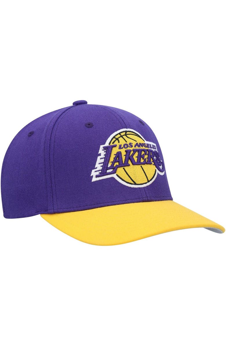 Mitchell & Ness Men's Mitchell & Ness Purple/Gold Los Angeles Lakers MVP Team Two-Tone 2.0 Stretch-Snapback Hat, Alternate, color,