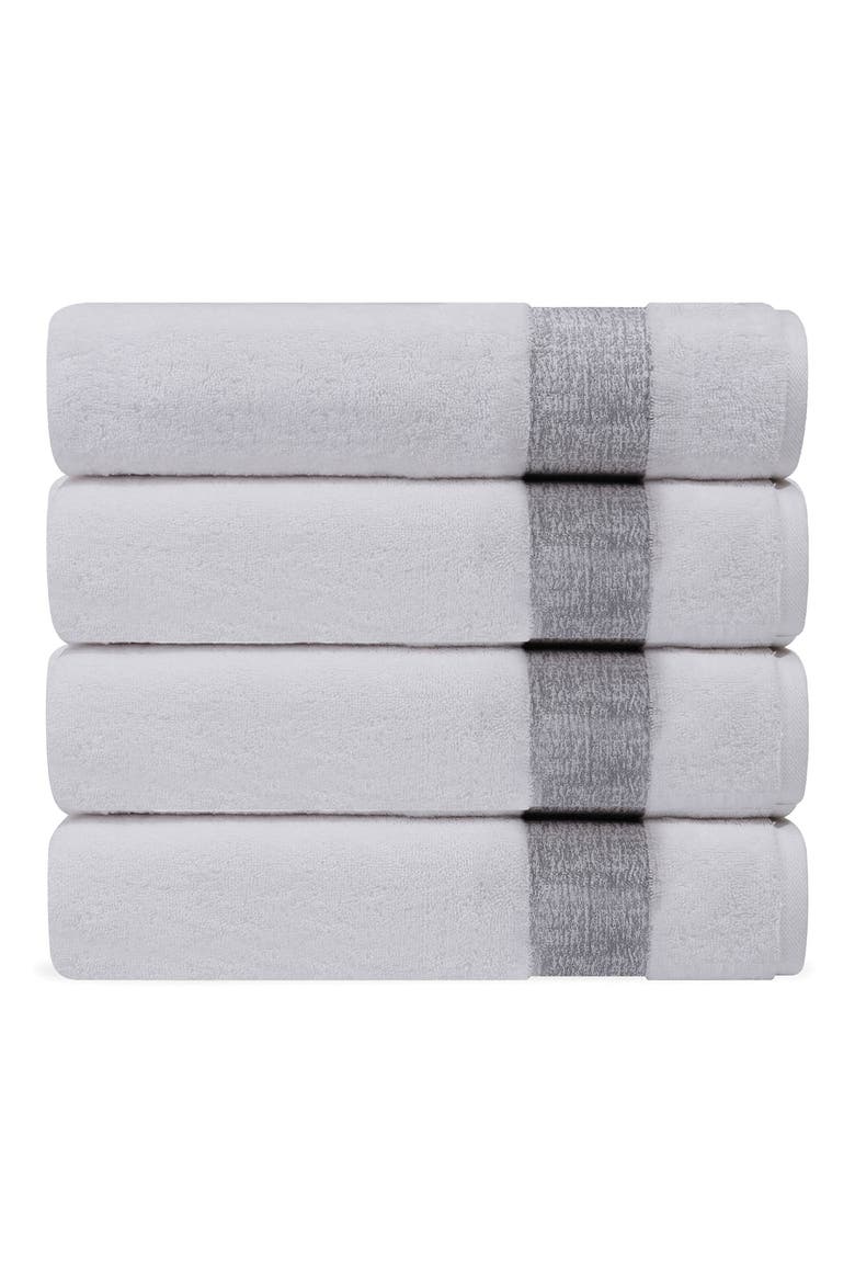 Pera 4-Piece Turkish Cotton Hand Towels, Main, color, SILVER