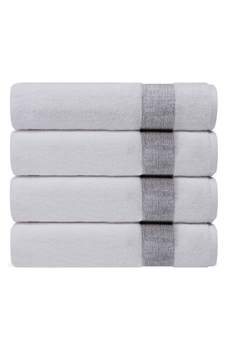 DePera Pera 4-Piece Turkish Cotton Hand Towels, Main, color, Silver