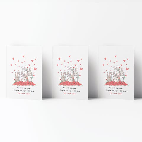 Valentine's Day Friendship Greeting Card Pack Sets, 'Bunnies We Love You' (3 ct)