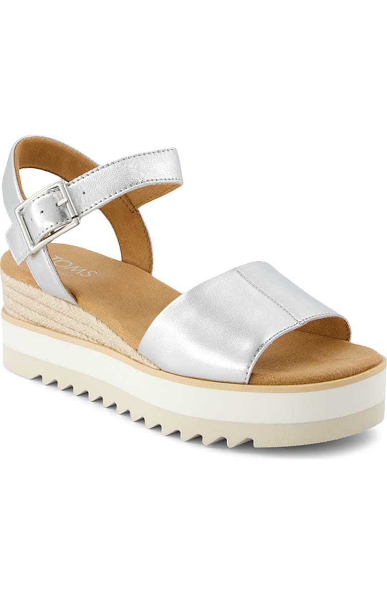 TOMS Diana Platform Wedge Sandal, Main, color, Silver