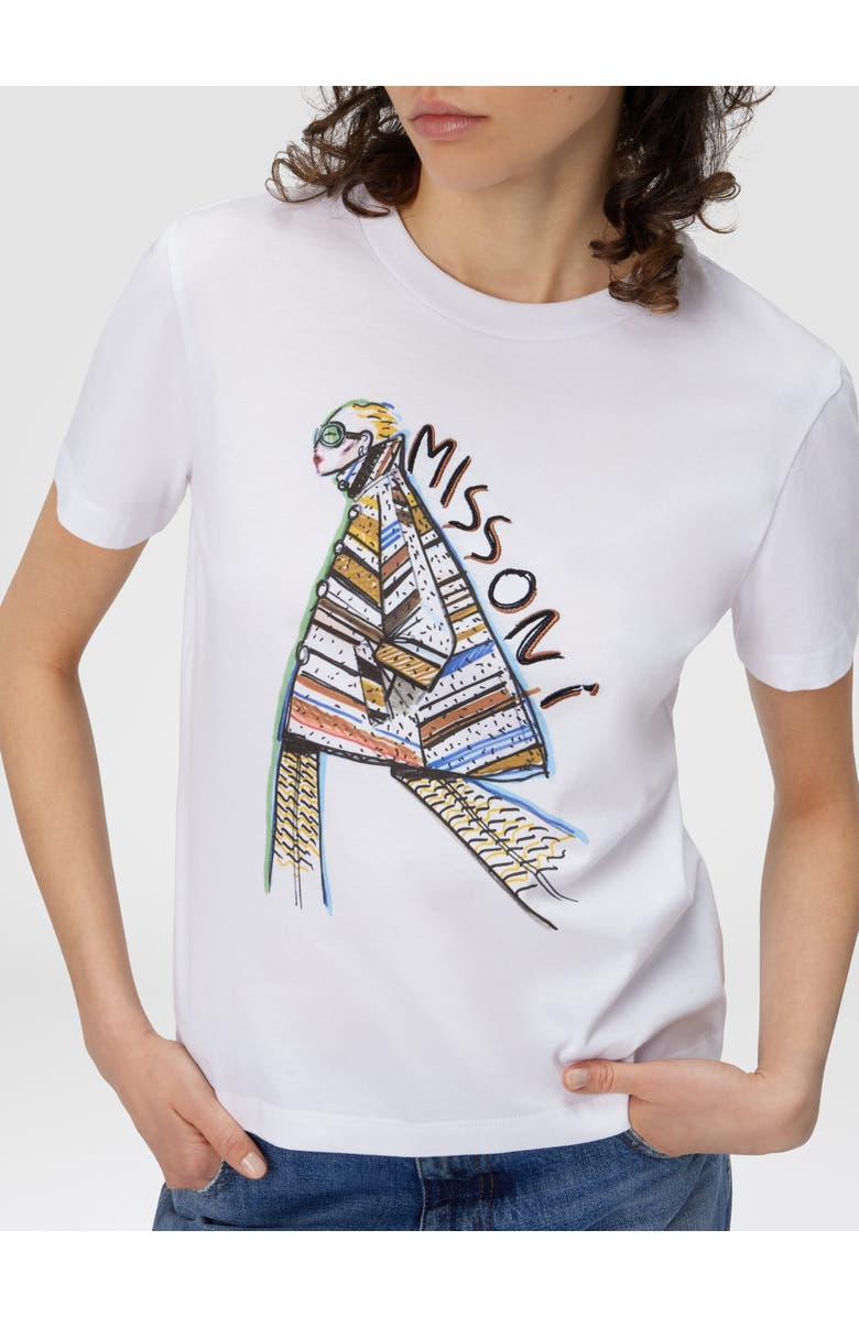 Missoni Short Sleeve T-shirt With Print And Logo, Alternate, color, White