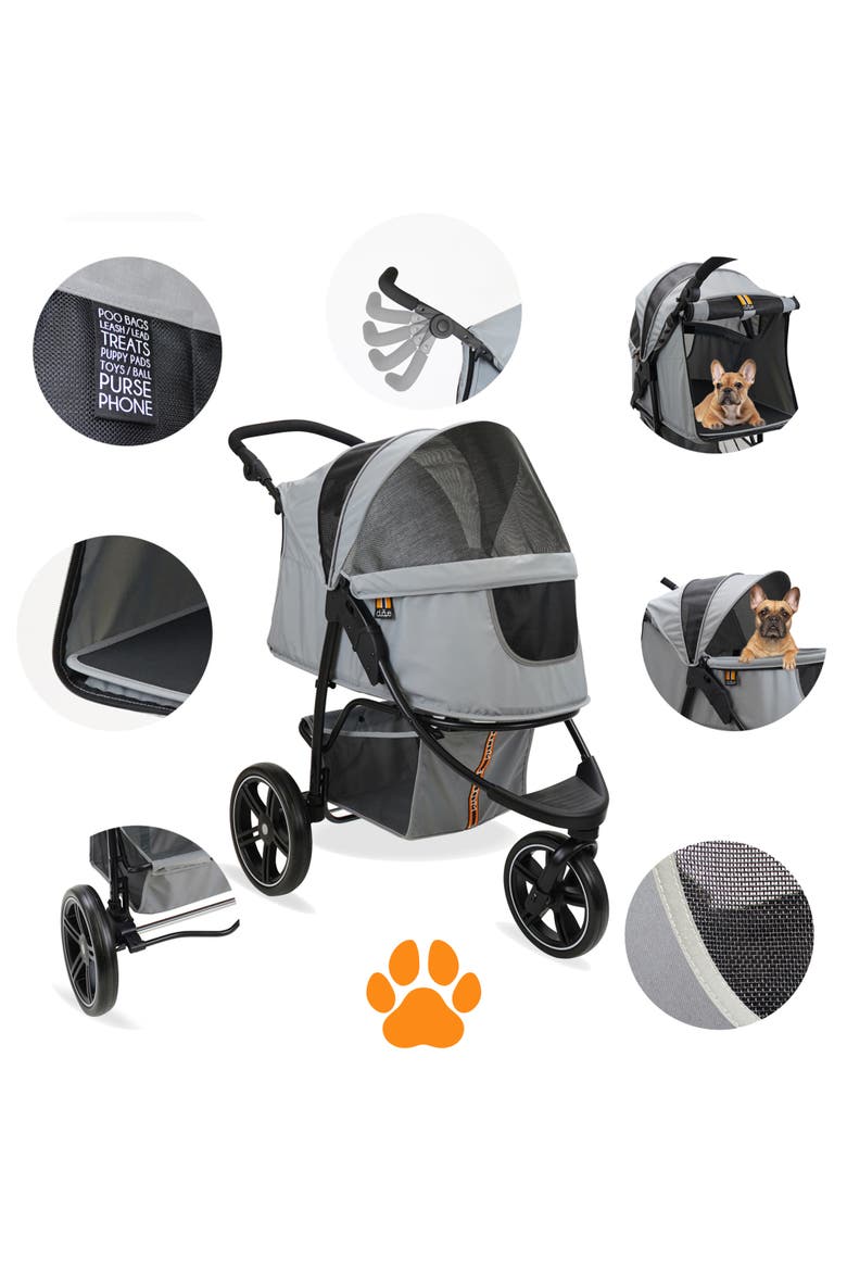 Cooper Pet 3 Wheeler Stroller, 33 Pound Capacity, Alternate, color, Gray