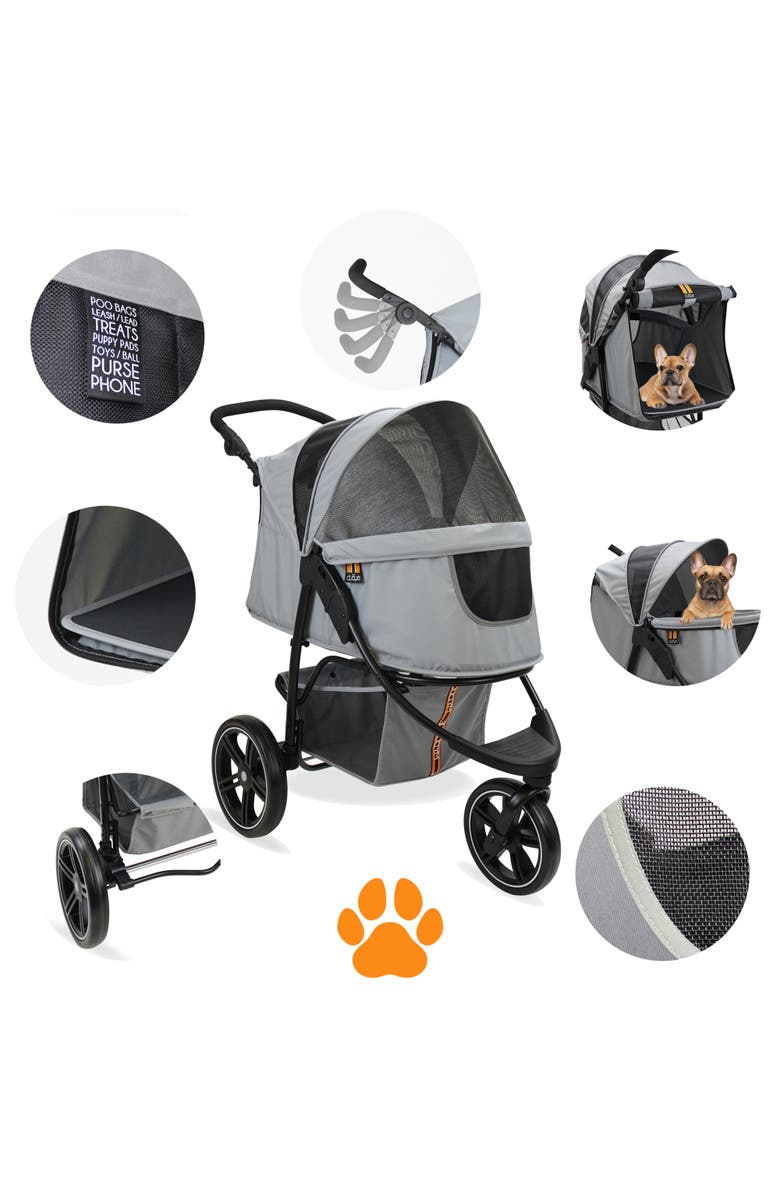 My Duque Cooper Pet 3 Wheeler Stroller, 33 Pound Capacity, Alternate, color, Gray