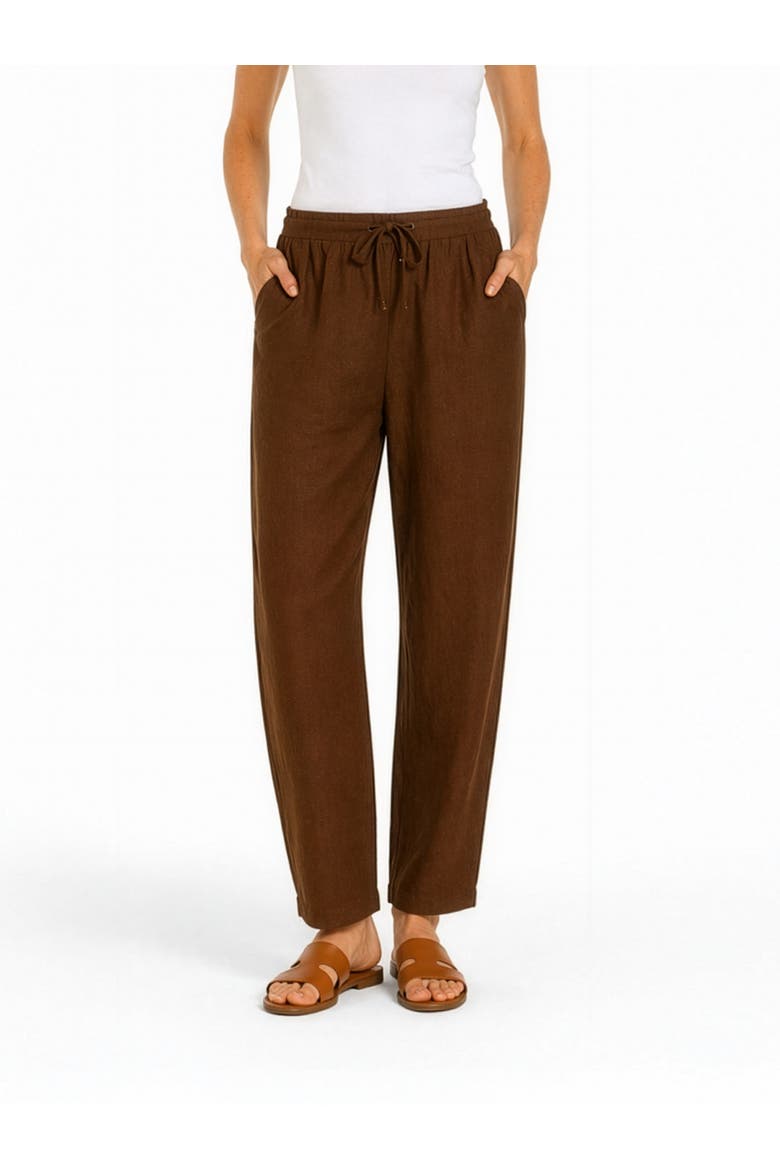 Tapered Linen Blend Trousers, Main, color, Light Chocolate