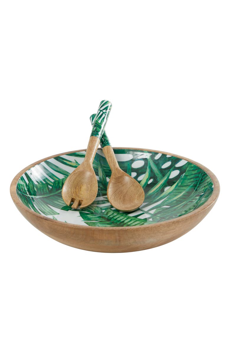 GINGER BIRCH STUDIO Palm Salad Bowl & Servers Set, Alternate, color, 