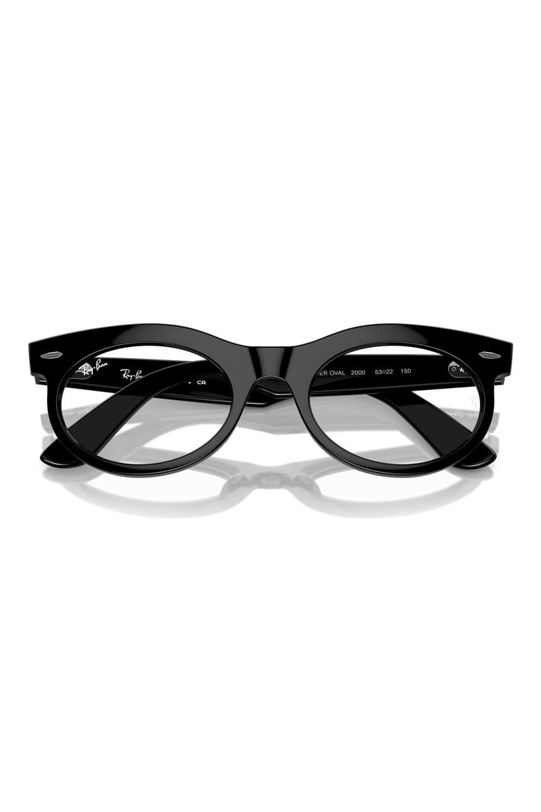 53mm Oval Optical Glasses, Alternate, color, BLACK