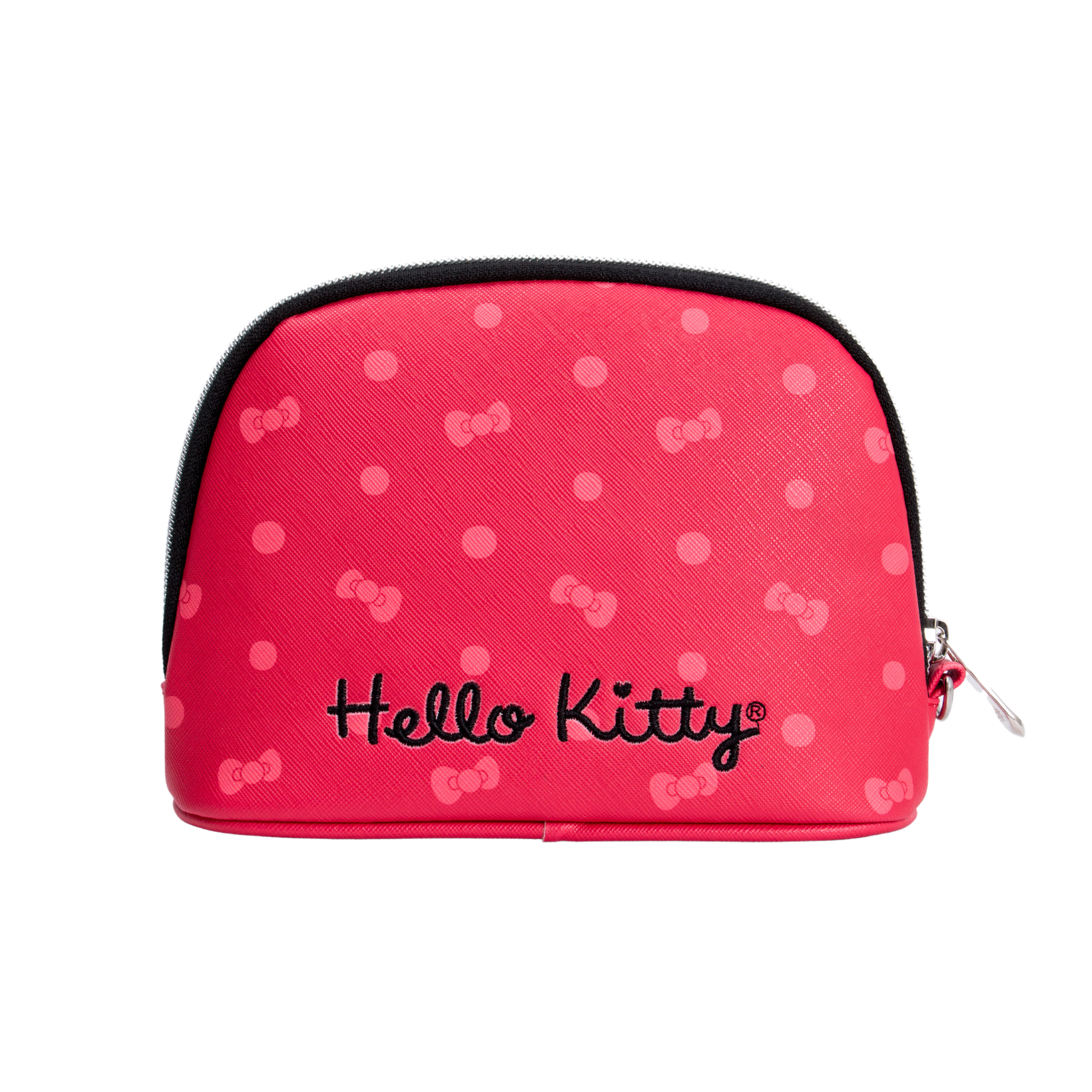 Hello Kitty Wristlet Pouch - Faux Saffiano Leather, Polka Dot, Alternate, color, Red with polka dots