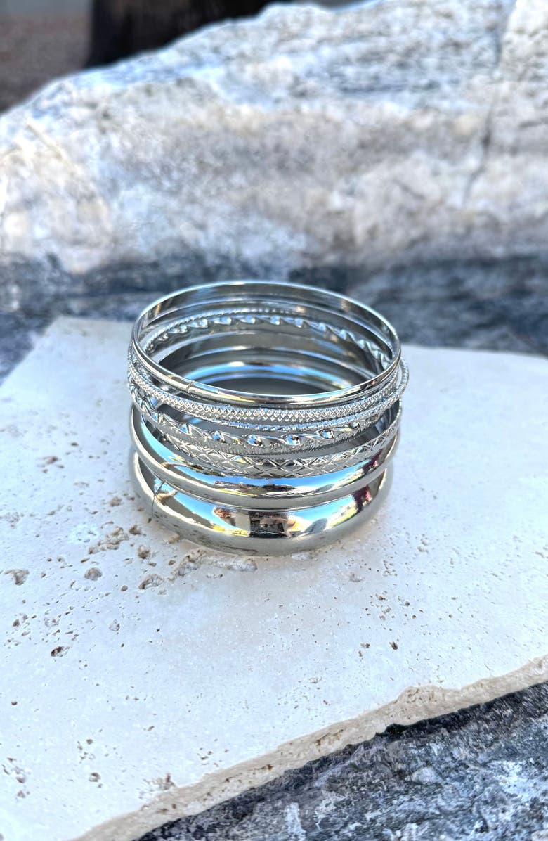 Adornia Set of 8 Assorted Bangle Bracelets, Alternate, color,