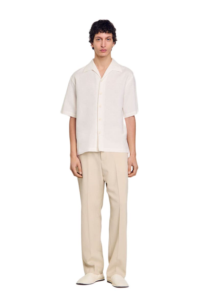 SANDRO Cotton and linen shirt, Main, color, Ivory.