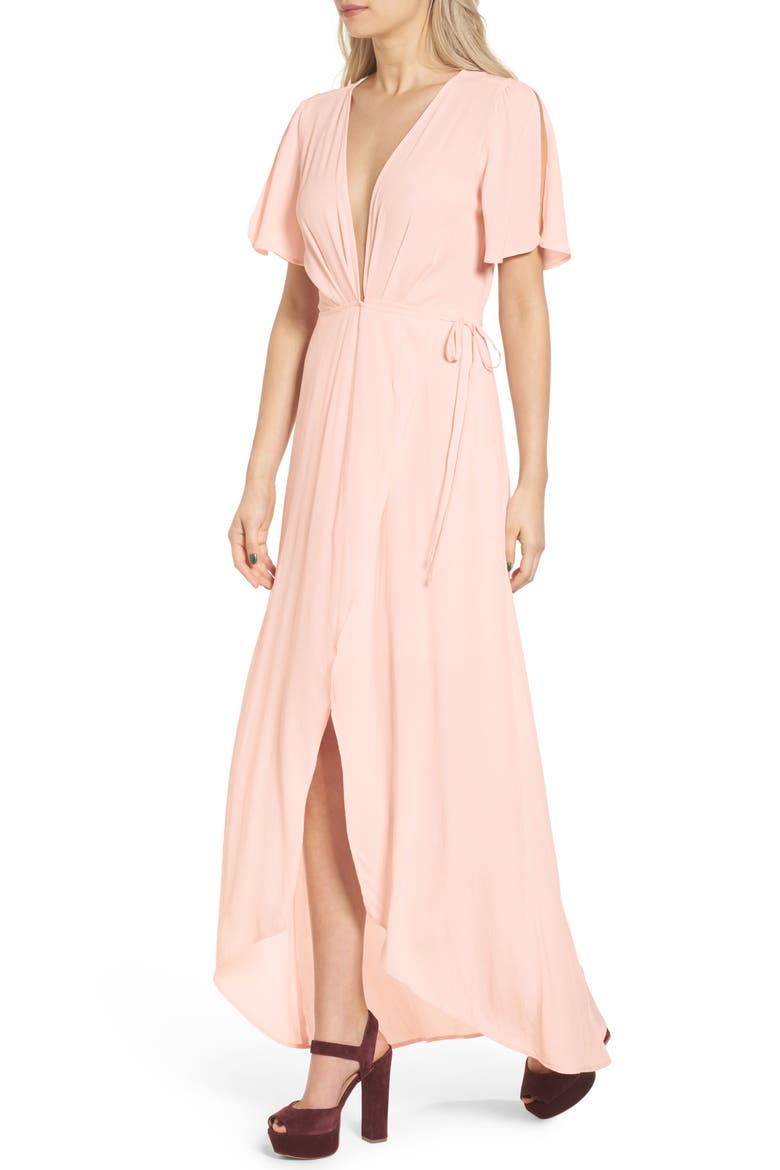 ASTR Selma Floral Print Wrap Dress, Alternate, color, BLUSH