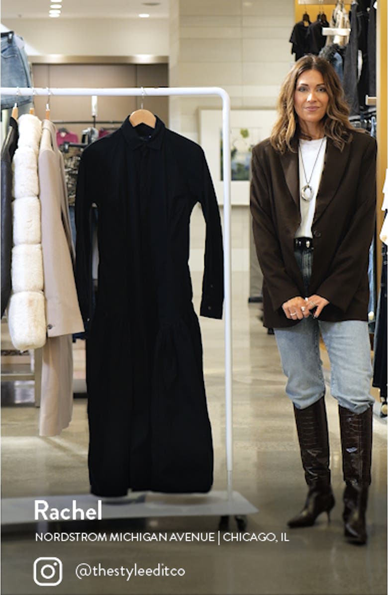 Long Sleeve Cotton Blend Shirtdress, sales video thumbnail