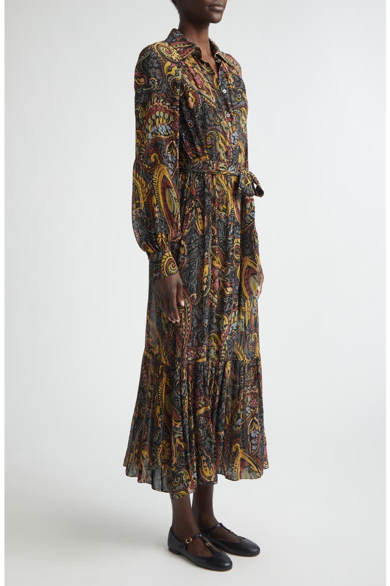 Paisley Print Long Sleeve Shirtdress, Alternate, color, GREEN