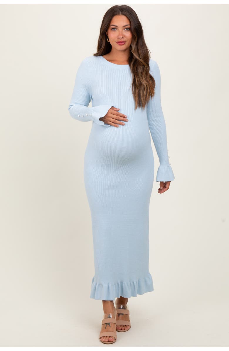 PinkBlush Ribbed Knit Bow Back Maxi Dress, Main, color, Light Blue