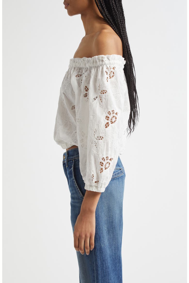 Rosalia Eyelet Off the Shoulder Top, Alternate, color, WHITE FLOWER