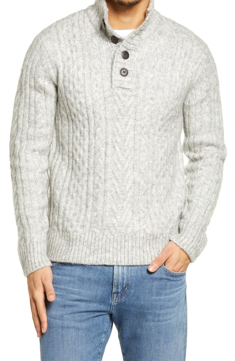 Schott NYC Cable Knit Henley Sweater, Main, color, 