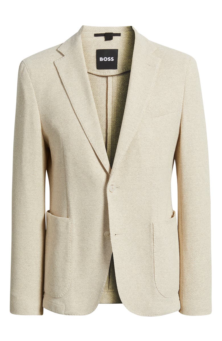 BOSS Hanry Slim Fit Knit Cotton Blend Sport Coat, Alternate, color, Open Beige