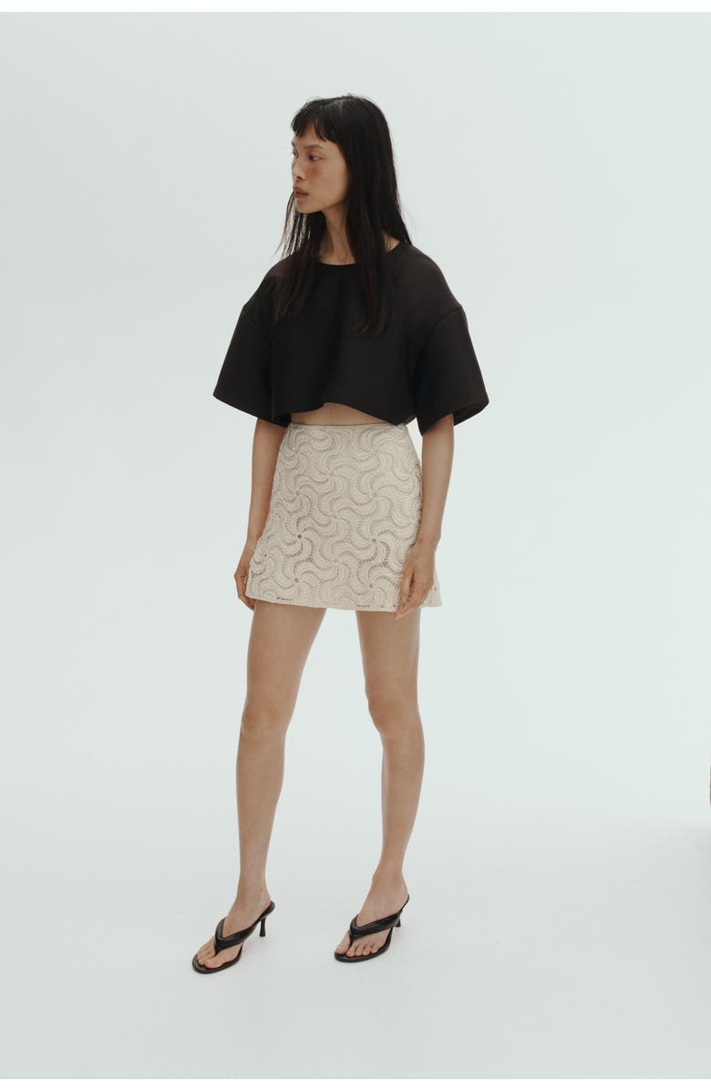 H&M Beaded Crochet-look Skirt, Alternate, color, Light Beige