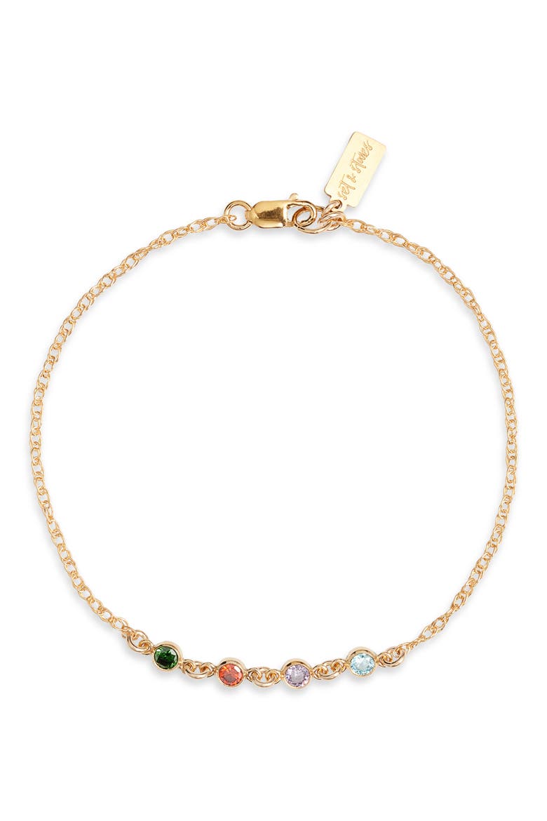 Multi Birthstone Bracelet, Main, color, GOLD / 4 CHARMS